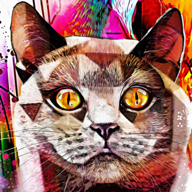 绘画 标题为“Cat 13” 由Ira Tsantekidou, 原创艺术品, 数字油画