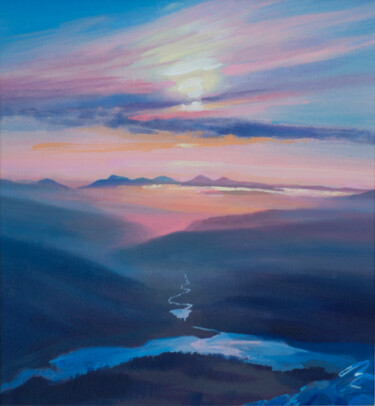 Painting titled "MORNING HAZE, TORRI…" by Kevan Mcginty, Original Artwork, Acrylic Mounted on Cardboard