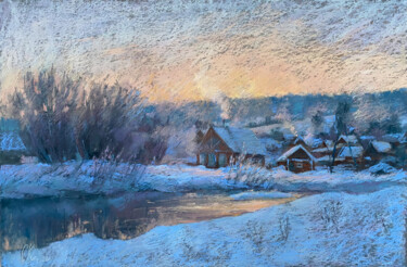 제목이 "Frosty evening"인 그림 Kristina Savinova로, 원작, 파스텔