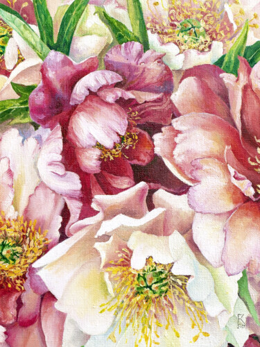 Peonies part two Pittura intitolato "Peonies part two" da Ekaterina Kosyak, Opera d'arte originale, Olio