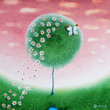 Painting titled "Ромашковое настроен…" by Oleg Sidorov, Original Artwork, Oil