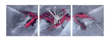 Malerei mit dem Titel "Malva (Triptyque)" von Angélique Louail, Original-Kunstwerk, Acryl Auf Keilrahmen aus Holz montiert