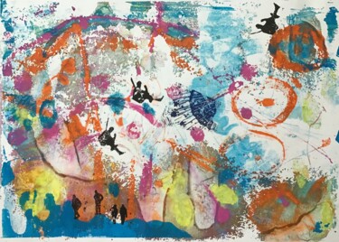 Printmaking titled "Winter Funfair 2" by Sandra Haney, Original Artwork, Monotype
