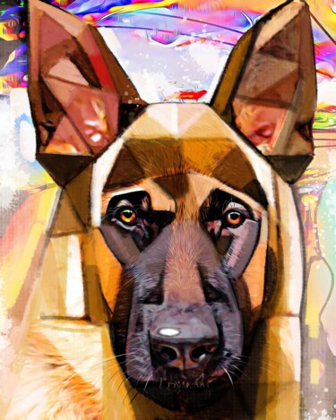 Ζωγραφική με τίτλο "Dog 11" από Ira Tsantekidou, Αυθεντικά έργα τέχνης, Ψηφιακή εκτύπωση