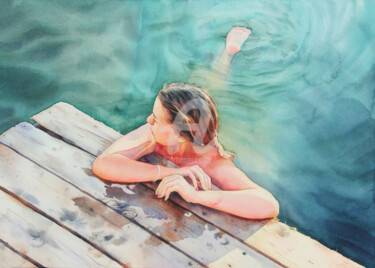 제목이 "The girl in the wat…"인 미술작품 Alina Shangina로, 원작, 수채화