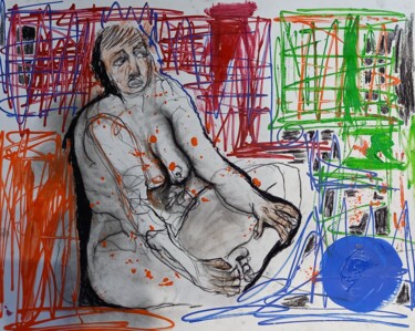 Dessin intitulée "graffiti" par Evelyne Cassan, Œuvre d'art originale, Pastel