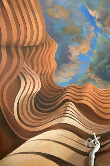 Painting titled "Canyon" by Arina Apostolova, Original Artwork, Acrylic