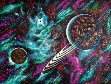 제목이 "In the Universe"인 미술작품 Iryna Fedarava로, 원작, 아크릴 나무 들것 프레임에 장착됨