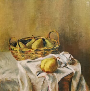 Painting titled "Nature morte" by Irina Cavat, Original Artwork, Oil Mounted on Wood Stretcher frame