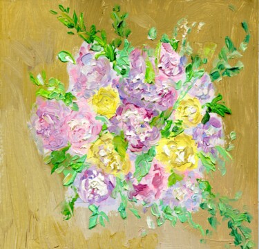Pintura titulada "Peonies bouquet" por Anna Filippova, Obra de arte original, Oleo