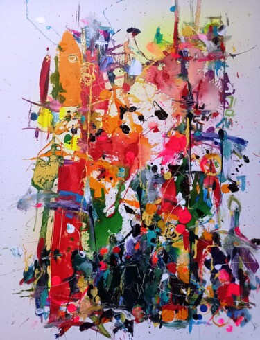 Peinture intitulée "Kaléidoscope" par Doam, Œuvre d'art originale, Acrylique