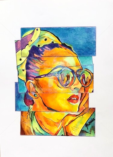 Dessin intitulée "La vie belle" par Annie Predal, Œuvre d'art originale, Crayon