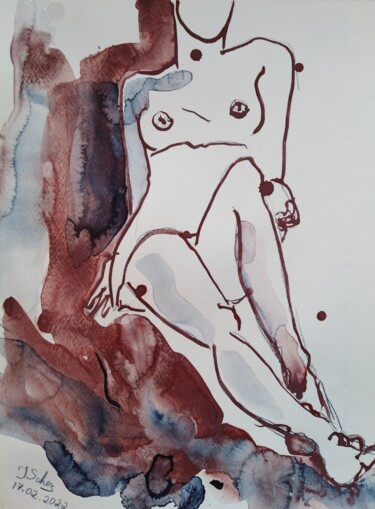 Zeichnungen mit dem Titel "Model" von Jana Scherer, Original-Kunstwerk, Aquarell