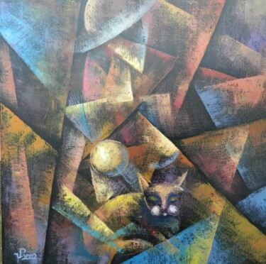 绘画 标题为“LADY WITH CAT” 由Jiří Petr, 原创艺术品, 油