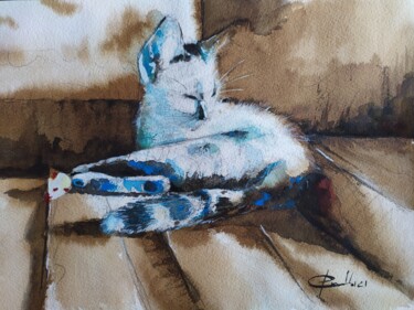 Peinture intitulée "Mimie squatteuse" par Philippe Ernauld, Œuvre d'art originale, Aquarelle