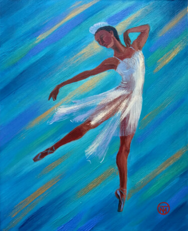 Ballerina Painting Ballet Dance Painting On Canvas Dancer 绘画 标题为“Ballerina Painting…” 由Tatiana Matveeva, 原创艺术品, 油 安装在木质担架架上