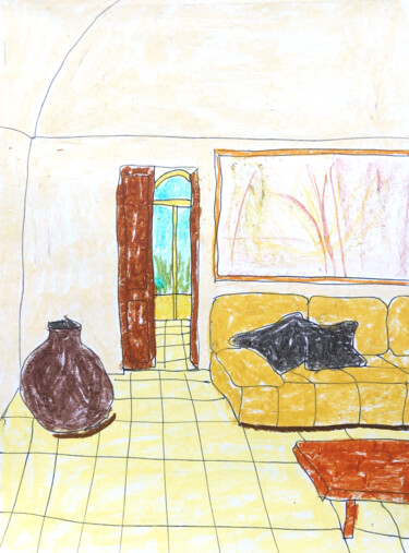 Dessin intitulée "Villa" par Lana Krainova, Œuvre d'art originale, Pastel