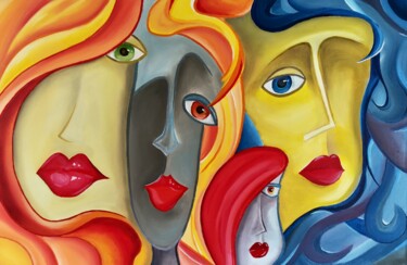 绘画 标题为“Faces” 由Mike Wagener, 原创艺术品, 油