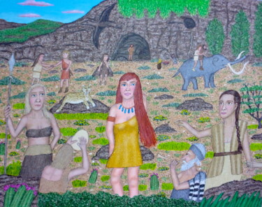 Peinture intitulée "Stone Age Tableau" par Stephen Warde Anderson, Œuvre d'art originale, Acrylique Monté sur Autre panneau…
