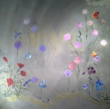 Fleurs Papillons libellules Malerei mit dem Titel "Fleurs Papillons li…" von Jean-Pierre Duquaire, Original-Kunstwerk, Acryl Auf artwork_cat. montiert