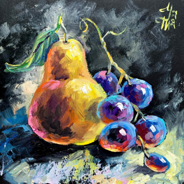 Pear Painting Fruit Original Art Painting titled "Pear Painting Fruit…" by Tatyana Ustyantseva, Original Artwork, Oil