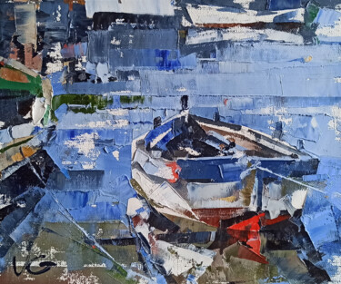 Marina series FISHING BOATS part #4 original oil painting 绘画 标题为“Marina series FISHI…” 由Volodymyr Glukhomanyuk, 原创艺术品, 油 安装在木板上