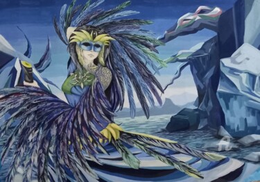 绘画 标题为“The Blue Bird” 由Riya, 原创艺术品, 水粉