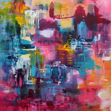 Painting titled "Spanish Summer" by Paresh Nrshinga F R S A, Original Artwork, Acrylic Mounted on Wood Stretcher frame