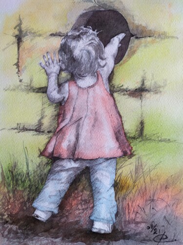 Peinture intitulée "Y. qu'est-ce-erno" par Philippe Ernauld, Œuvre d'art originale, Aquarelle