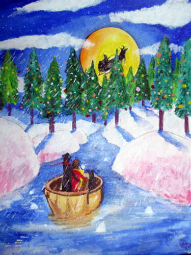 Peinture intitulée "au pays de Noel" par Ludovic Catry, Œuvre d'art originale, Acrylique