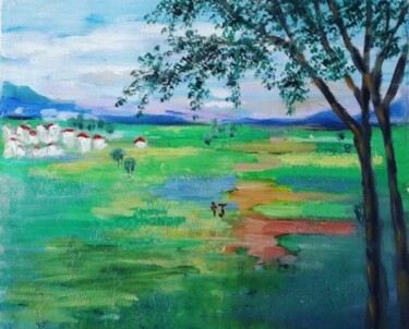Painting titled "Landscape-shades of…" by Dharsha Samarasinha, Original Artwork, Oil