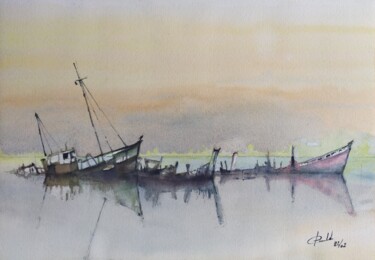 Peinture intitulée "Cimetière marin de…" par Philippe Ernauld, Œuvre d'art originale, Aquarelle