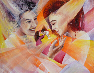 Mutter und Tochter Pintura titulada "Mutter und Tochter" por Anna Gold, Obra de arte original, Acrílico Montado en Cartulina