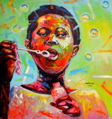 Malarstwo zatytułowany „Bubble Boy” autorstwa Olaoluwa Smith, Oryginalna praca, Akryl