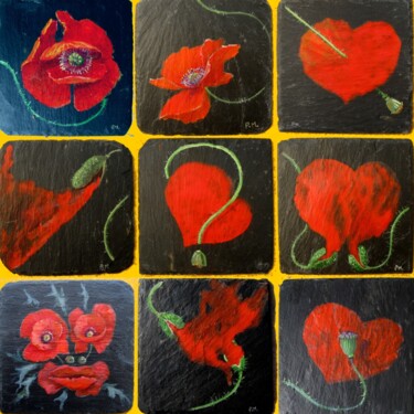 BEAUVAIS arts (OISE) COQUELICOTS sur plaques ARDOISES