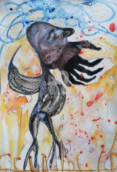 Collages intitulée ""Etre en verve"" par Christelle Frobert, Œuvre d'art originale, Collages