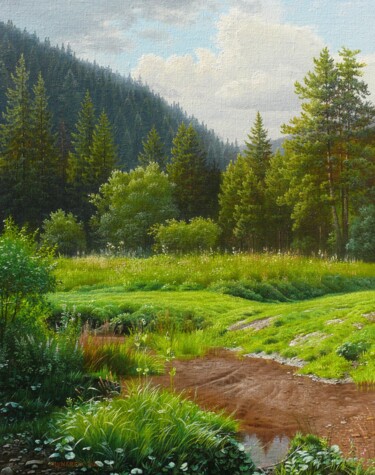 On the way to the forest Painting titled "On the way to the f…" by Emil Mlynarcik, Original Artwork, Oil Mounted on Wood Stretcher frame
