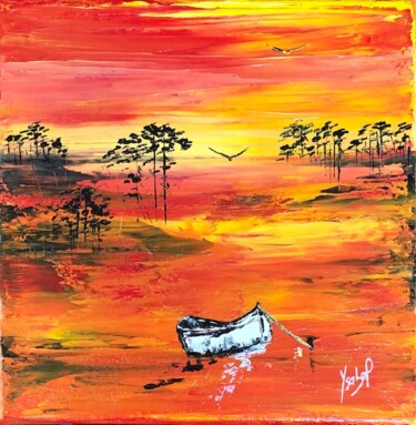 CREPUSCULE LANDAIS Peinture intitulée "CREPUSCULE LANDAIS" par Ysabel Laffitte, Œuvre d'art originale, Acrylique Monté sur Châssis en bois
