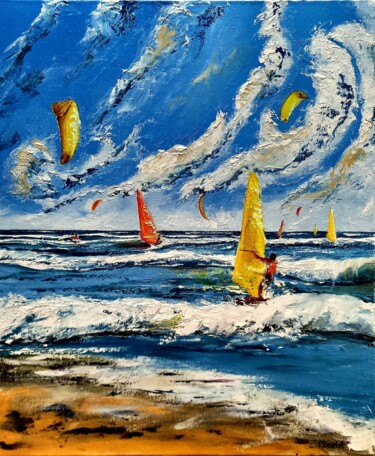 Peinture intitulée "Vers le large" par Pascal Baudot, Œuvre d'art originale, Huile Monté sur Châssis en bois