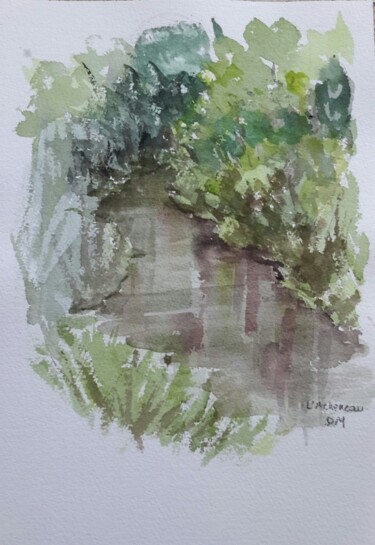Peinture intitulée "L'Acheneau à Rouans" par Dominique Maisonneuve, Œuvre d'art originale, Aquarelle Monté sur Carton