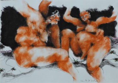 Dessin intitulée "Camille et Sasha N°…" par Jean Francois Bottollier, Œuvre d'art originale, Conté