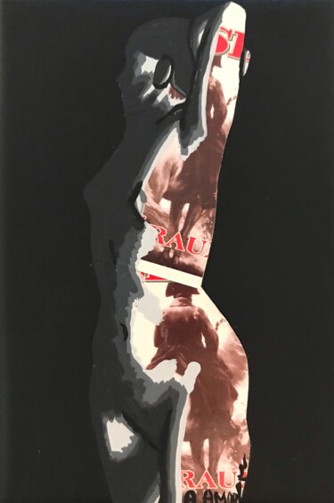 L'Envie Collages titled "L'Envie" by Annabelle Amory, Original Artwork, Acrylic Mounted on Wood Stretcher frame