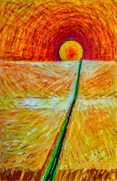Peinture intitulée "Le fin d'ete:recolte" par Slobodan Spasojevic (Spaki), Œuvre d'art originale, Pastel
