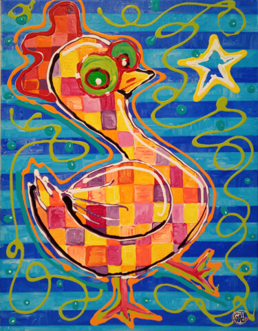 绘画 标题为“"Poupoule"” 由Maud Giraudeau, 原创艺术品, 丙烯 安装在木质担架架上