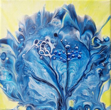Blauer Baum Painting titled "Blauer Baum" by Irene Mitawski, Original Artwork, Acrylic Mounted on Wood Stretcher frame