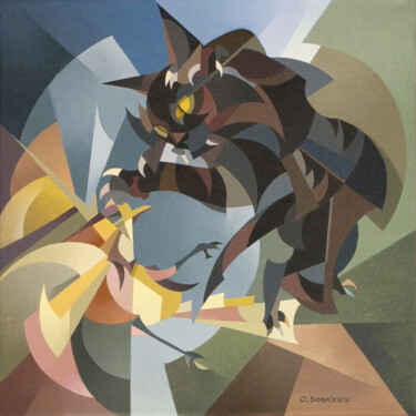 Painting titled "Vicente, mi gato ne…" by Omar Sorriente, Original Artwork, Oil