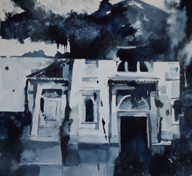 Painting titled "Black cloud." by Anna Yuzvinkevych, Original Artwork, Watercolor