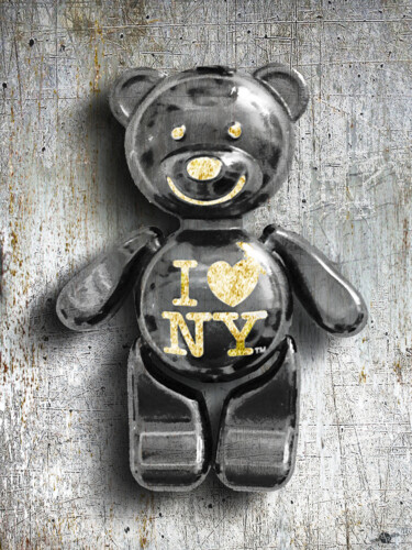 绘画 标题为“Titanium Teddy” 由Tony Rubino, 原创艺术品, 丙烯 安装在木质担架架上