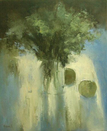 Still life with sun and green apples Картина под названием "Still life with sun…" - Elena Yudina, Подлинное произведение искусства, Масло