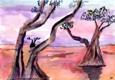 Pintura titulada "Savanna african lan…" por Anna Filippova, Obra de arte original, Acuarela